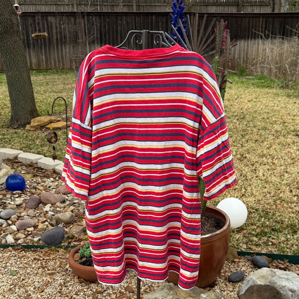 Red Multicolor Striped Tee - Picture 4 of 4